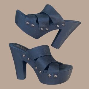 Black Leather Platform Sandals